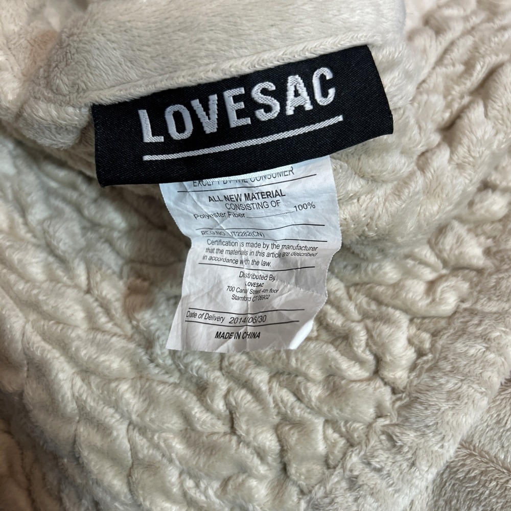 Lovesac Cream Velour Basket Weave Double Full Size Bed Comforter Bedspread Or XL - Picture 3 of 4